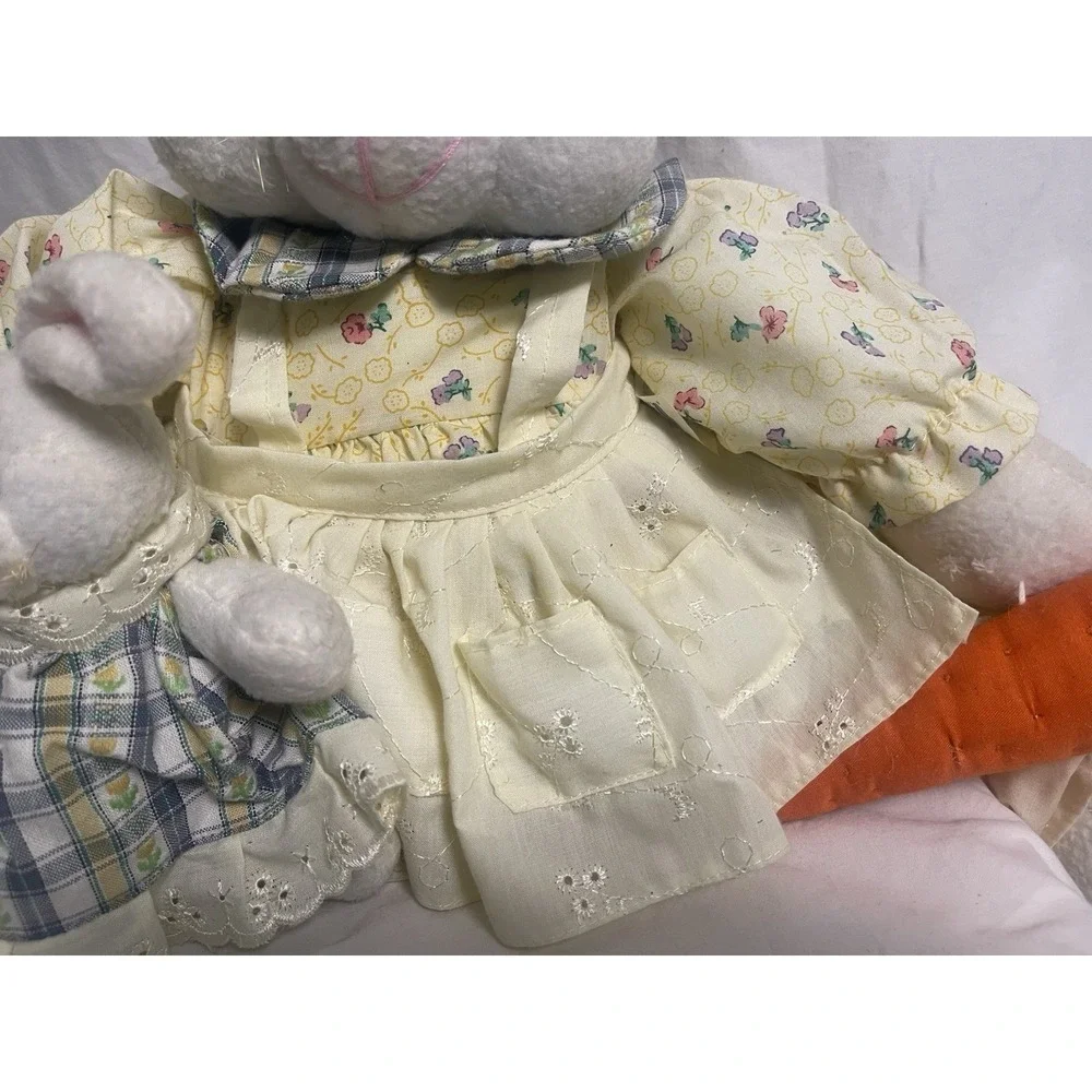 Vintage Easter Spring bunny cottage dress door stopper plush 18